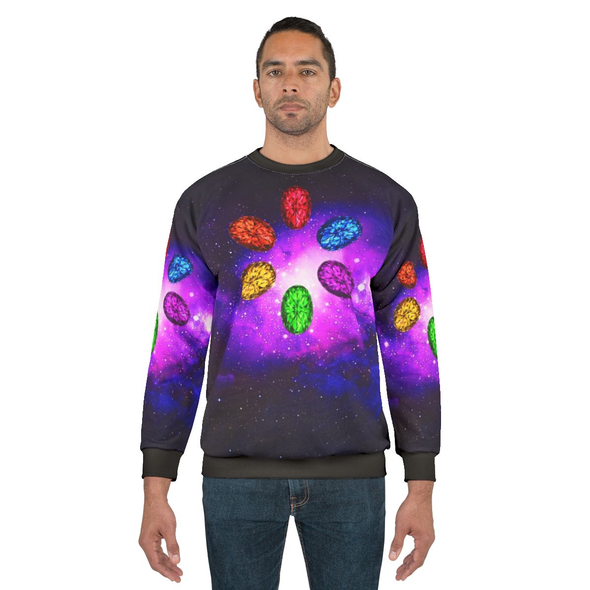 Infinity stones galaxy sweatshirt with space and Marvel design