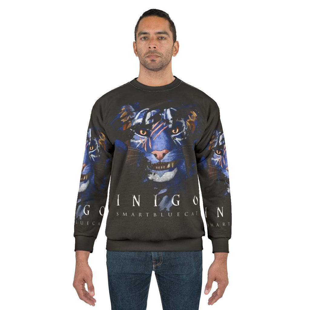 Inigo the Khajiit companion from Skyrim featured on a dark sweatshirt
