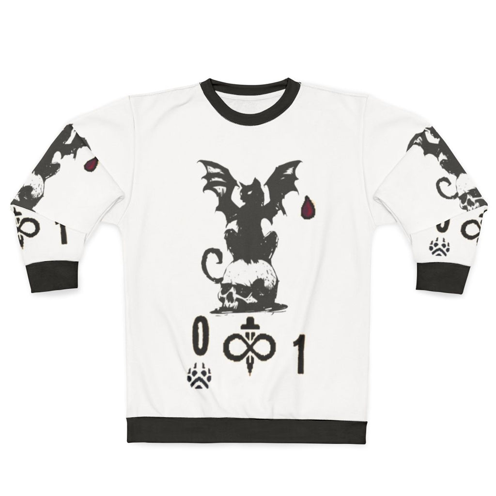 Inscryption 4 gaming sweatshirt featuring horror game design