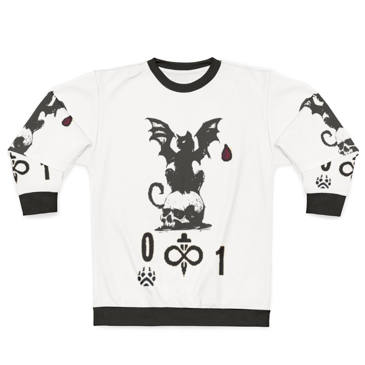Inscryption 4 gaming sweatshirt featuring horror game design