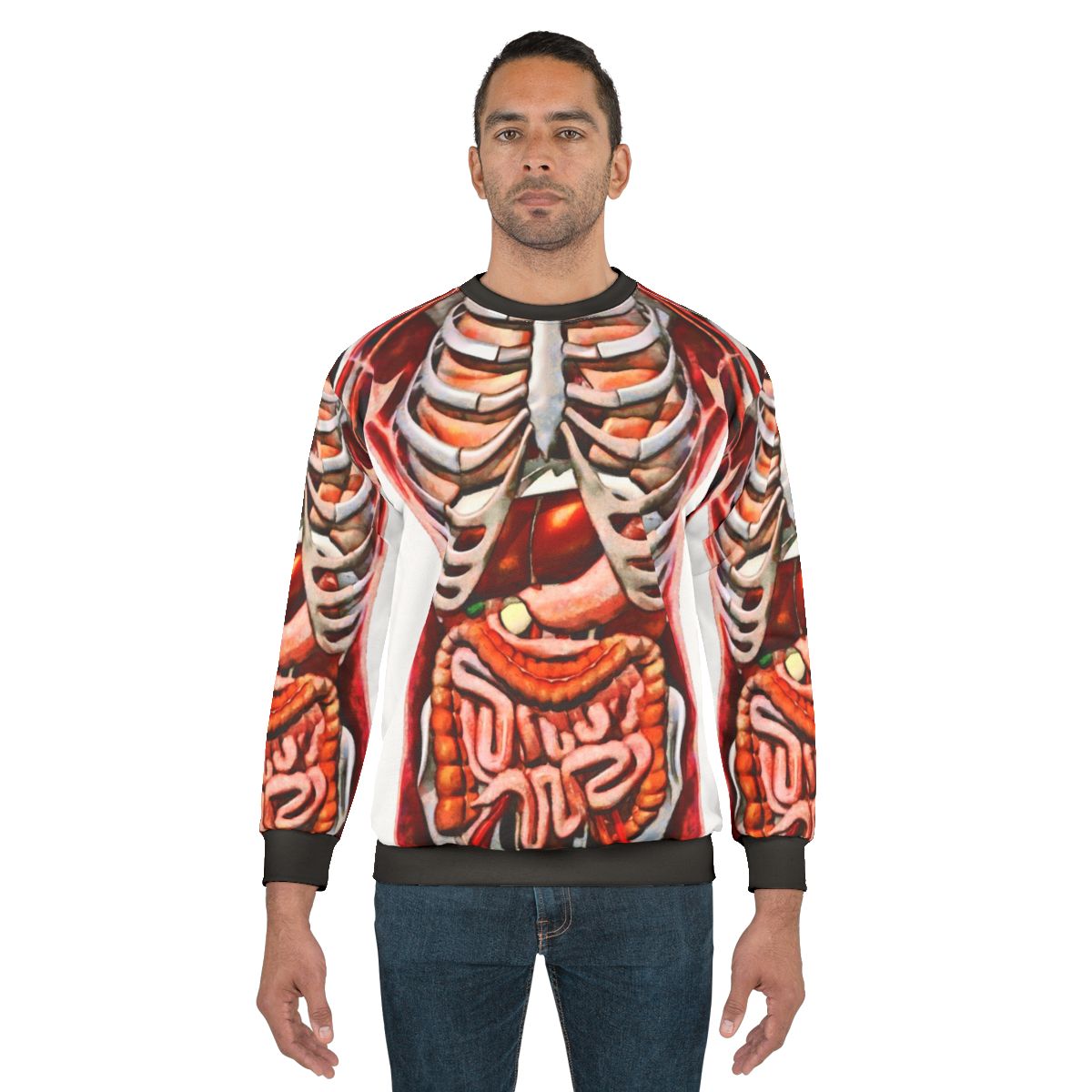 Human anatomy skeleton art sweatshirt