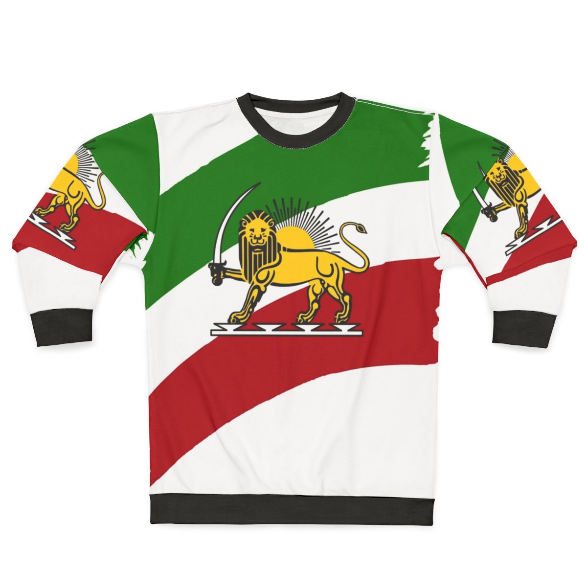 Iranian flag and lion design on a sweatshirt