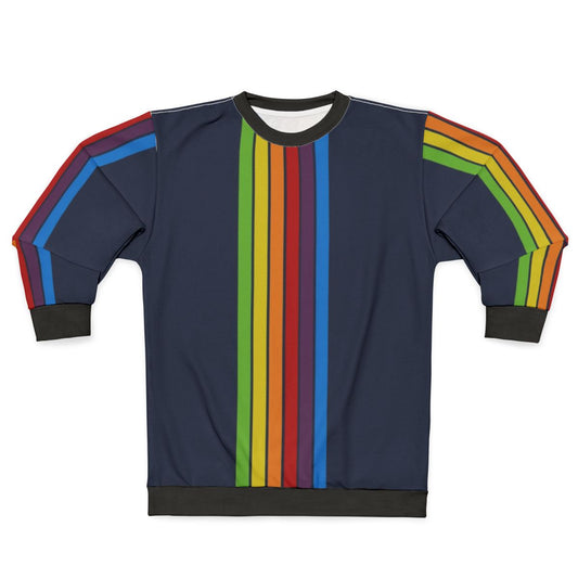 Retro Vertical Blue Sweatshirt with Prismatic Technology Design