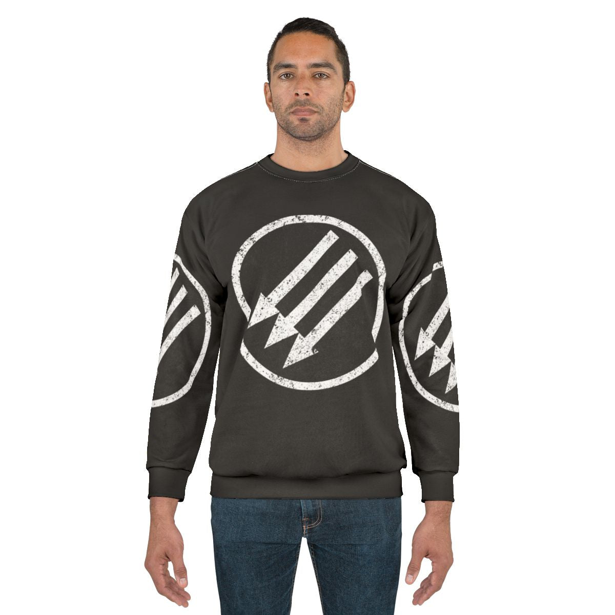 An antifascist sweatshirt with bold red and black design