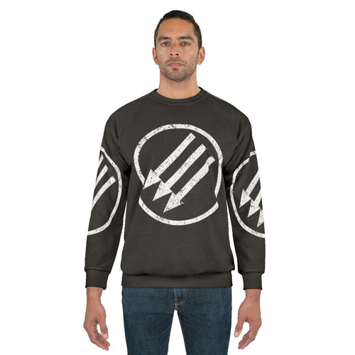 An antifascist sweatshirt with bold red and black design