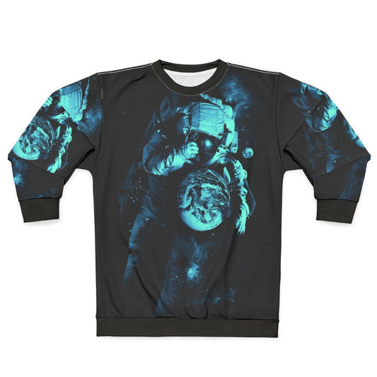 Cosmic intergalactic sweatshirt featuring surreal outer space design