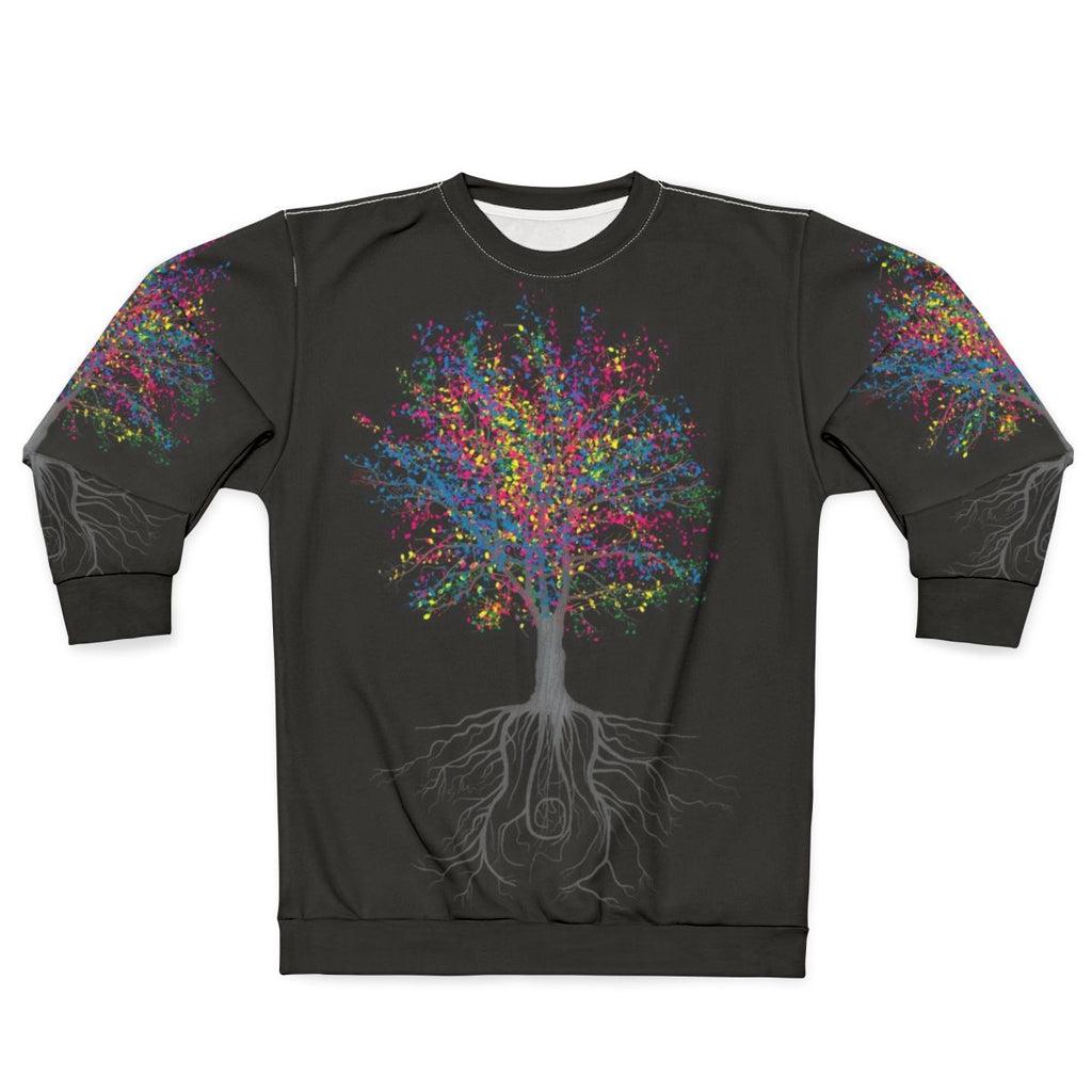 Colorful trees and musical nature inspired sweatshirt