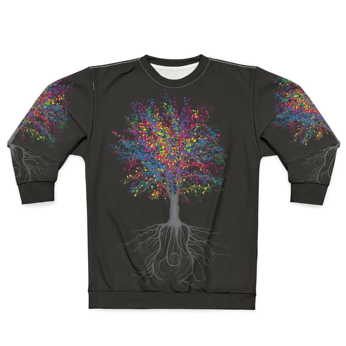 Colorful trees and musical nature inspired sweatshirt