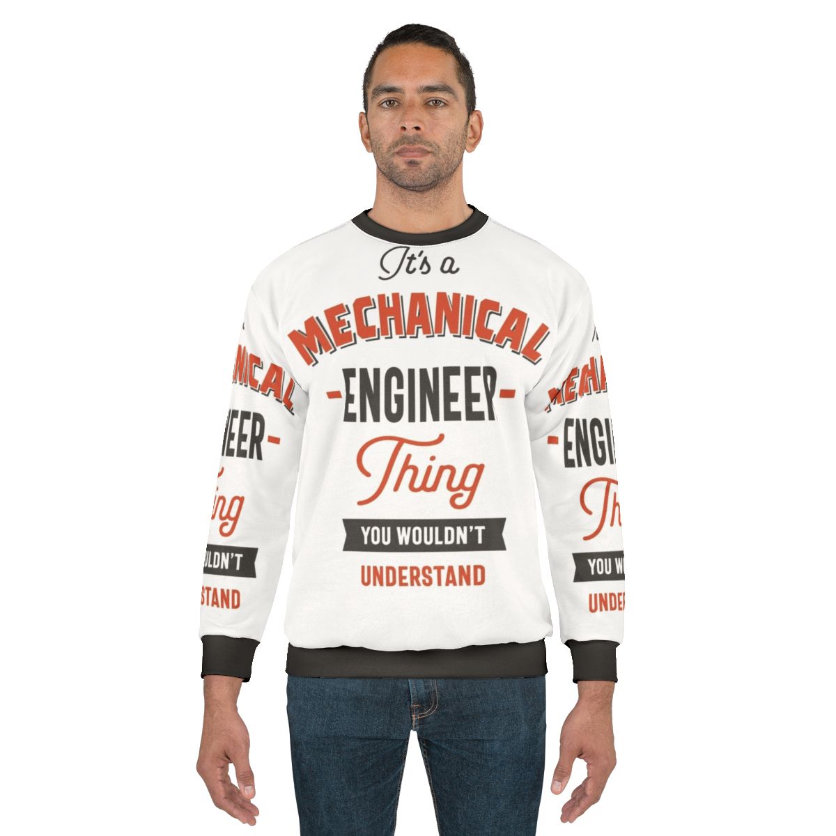 Mechanical Engineer Sweatshirt with gears and text