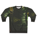 Loki-inspired green and gold sweatshirt with comic book villain design
