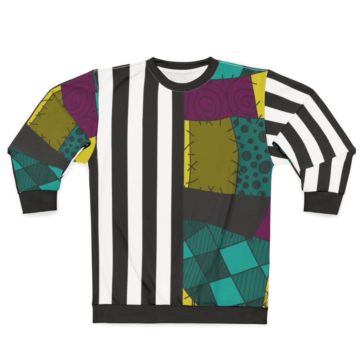 Jack and Sally Patchwork Sweatshirt - Nightmare Before Christmas Inspired Cozy Apparel