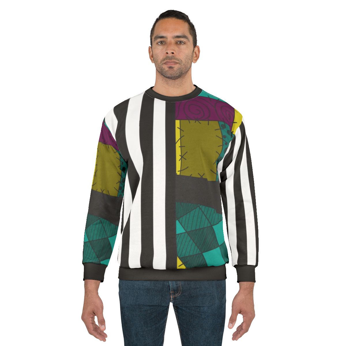 Jack and Sally Patchwork Sweatshirt - Nightmare Before Christmas Inspired Cozy Apparel