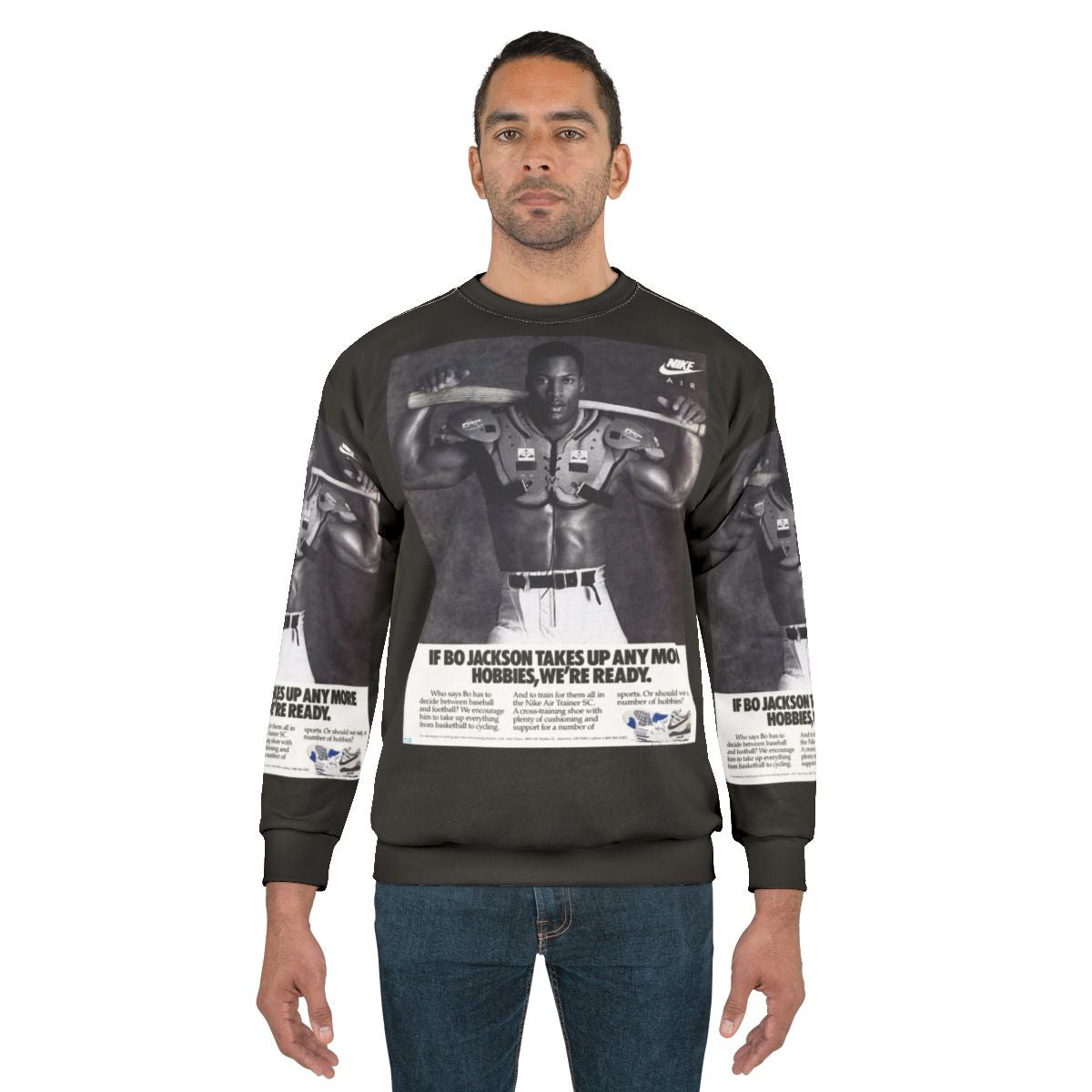Black and White Bo Jackson Art Print Sweatshirt