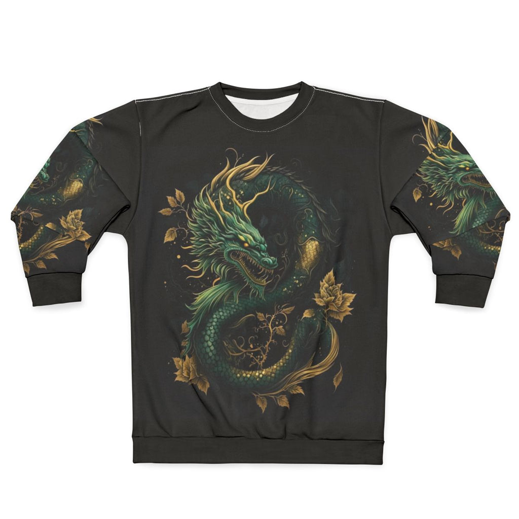 Jade Dragon Sweatshirt with a majestic Chinese dragon design