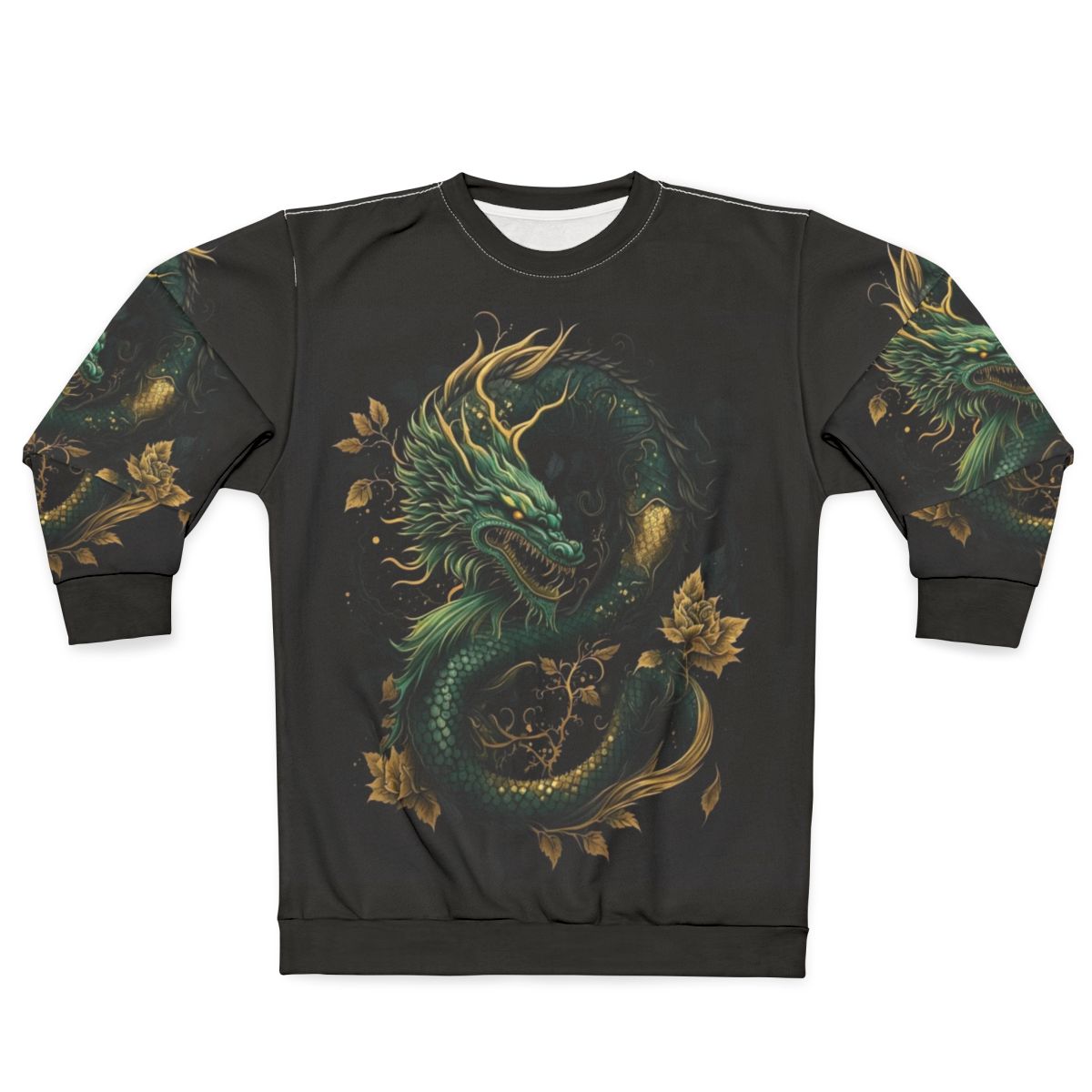 Jade Dragon Sweatshirt with a majestic Chinese dragon design
