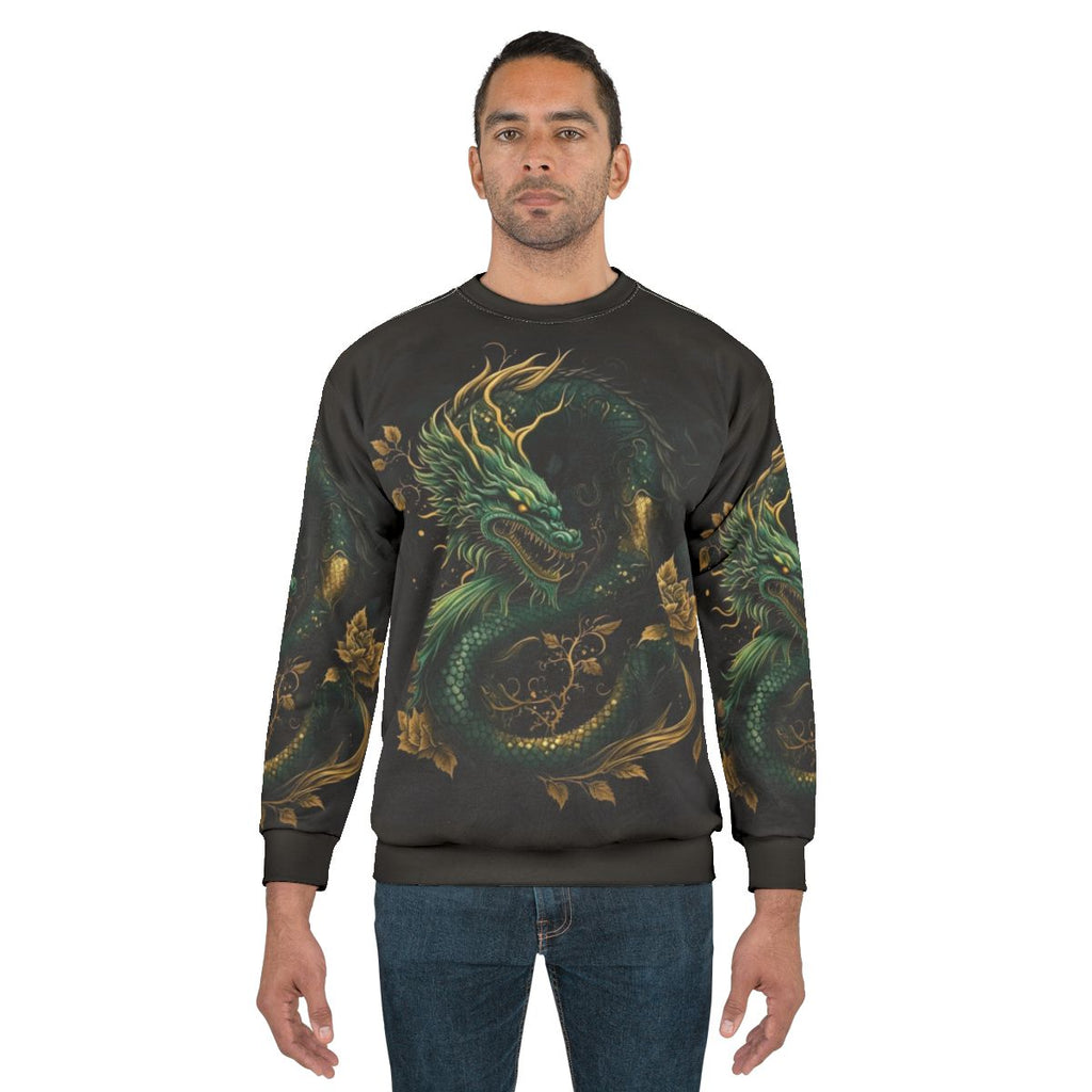 Jade Dragon Sweatshirt with a majestic Chinese dragon design