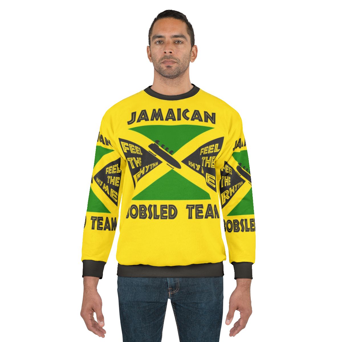Jamaican Bobsled Team Sweatshirt with Cool Runnings Inspired 90s Retro Design