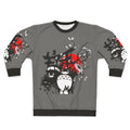 Japanese anime otaku sweatshirt with moon and red sun graphics