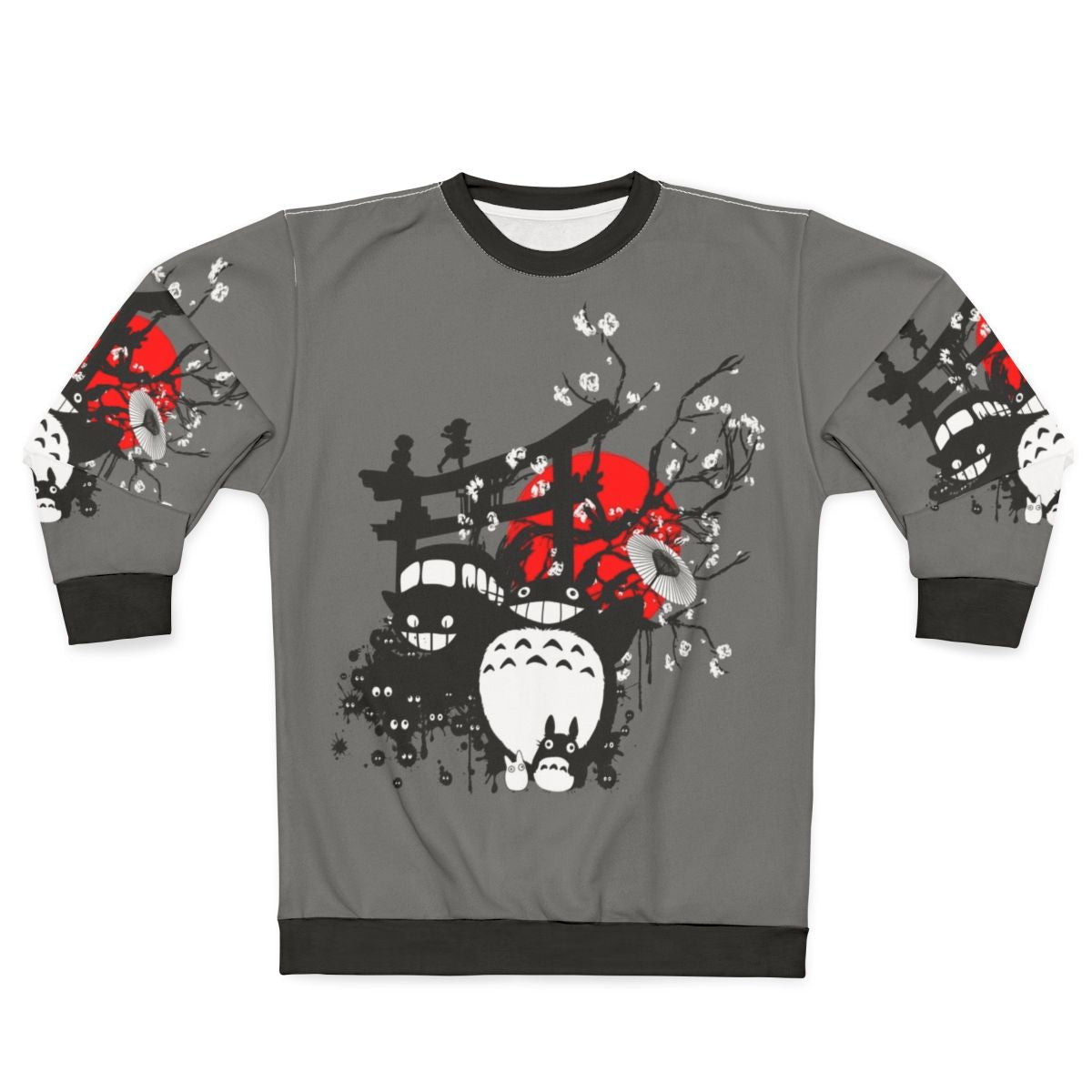 Japanese anime otaku sweatshirt with moon and red sun graphics