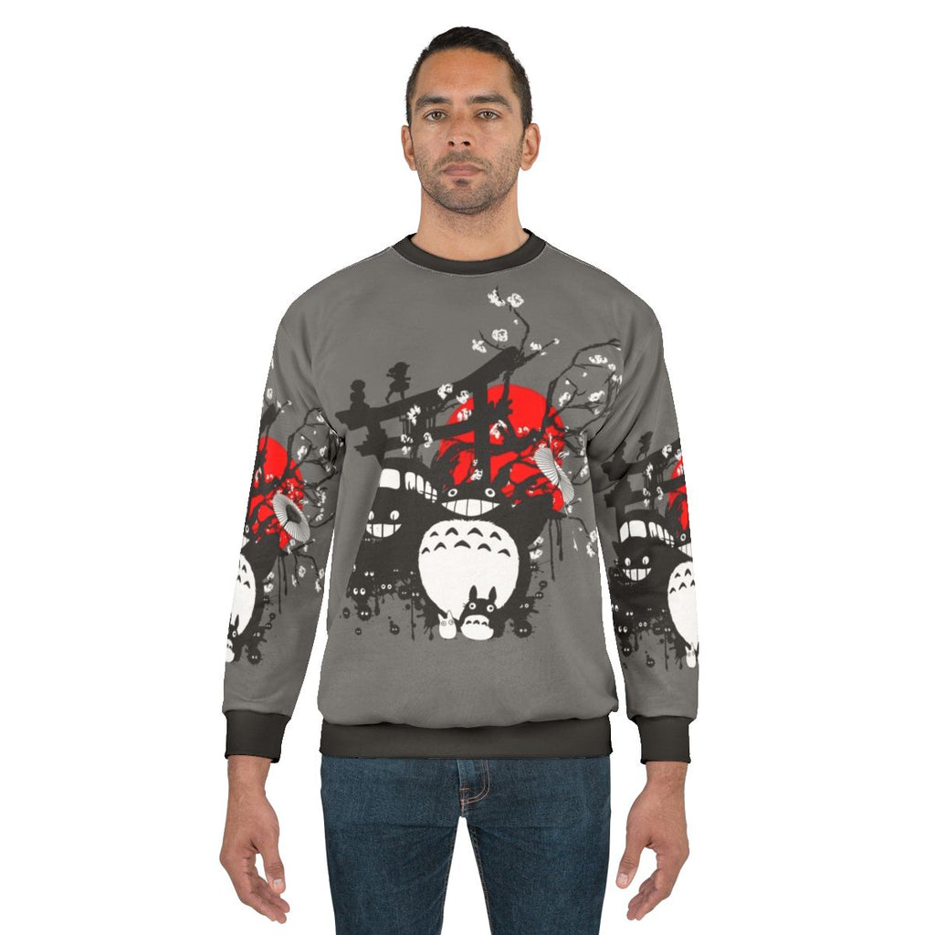Japanese anime otaku sweatshirt with moon and red sun graphics