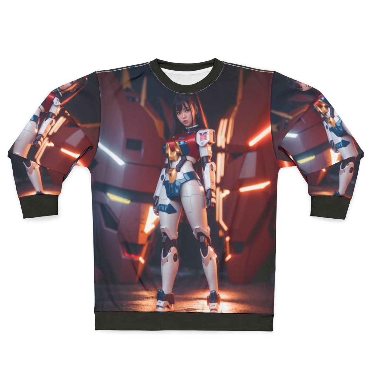 Japanese mecha pilot girl cyberpunk digital art sweatshirt