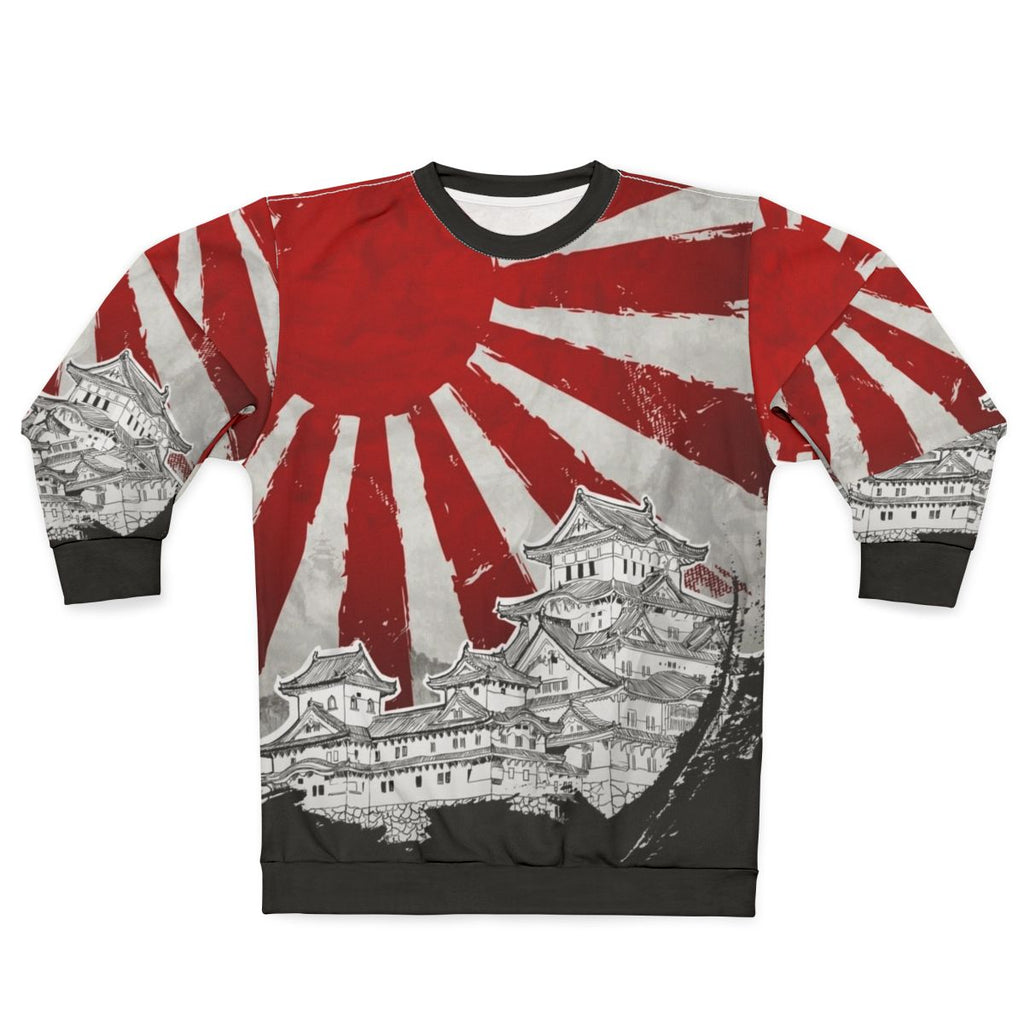 Japanese Palace and Sun Sweatshirt with Mount Fuji and Rising Sun Graphic