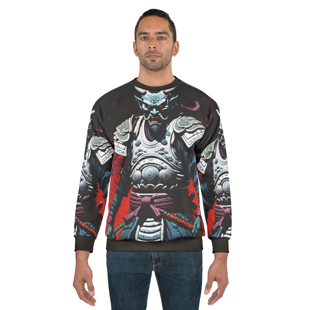 Samurai demon oni anime inspired Japanese warrior sweatshirt