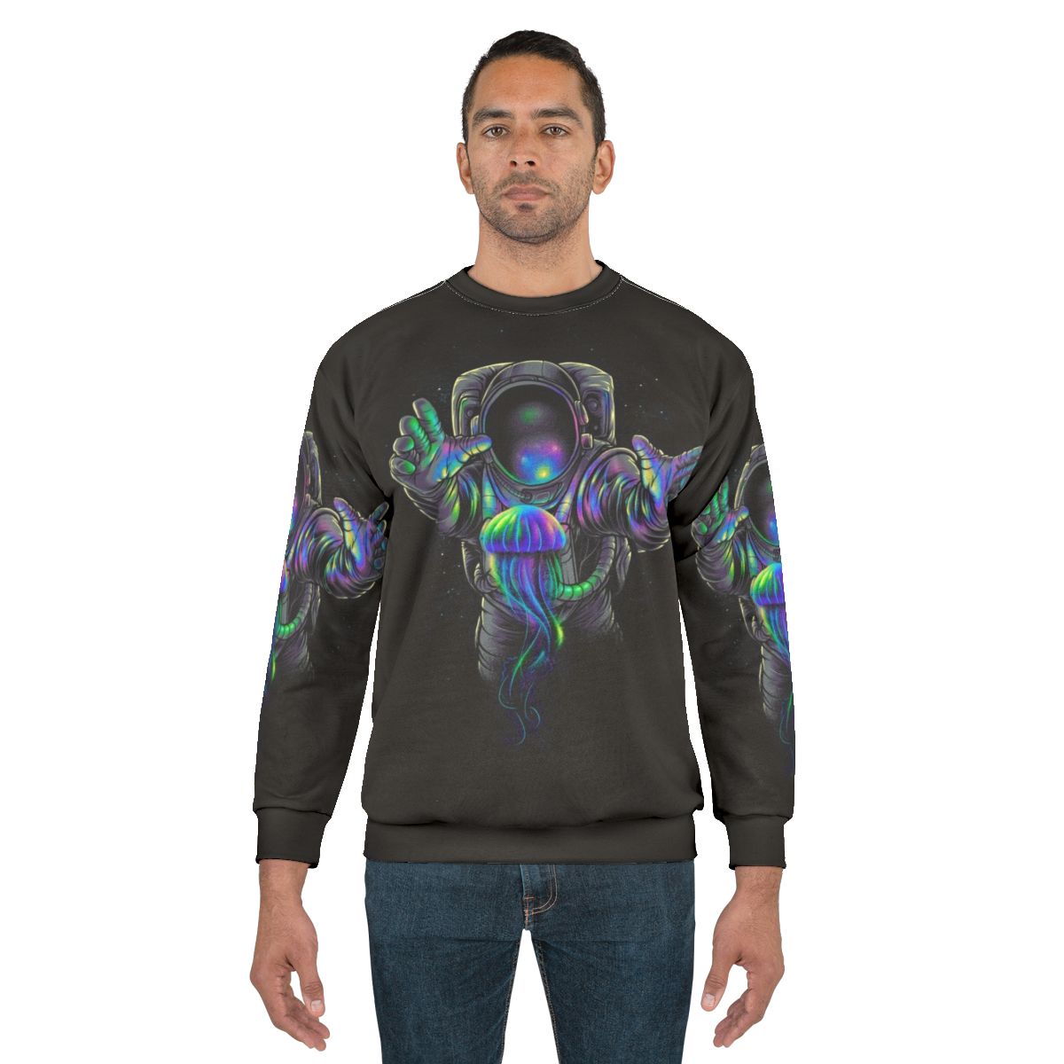Cosmic Jellyspace 2 Sweatshirt with space, galaxy, and star design
