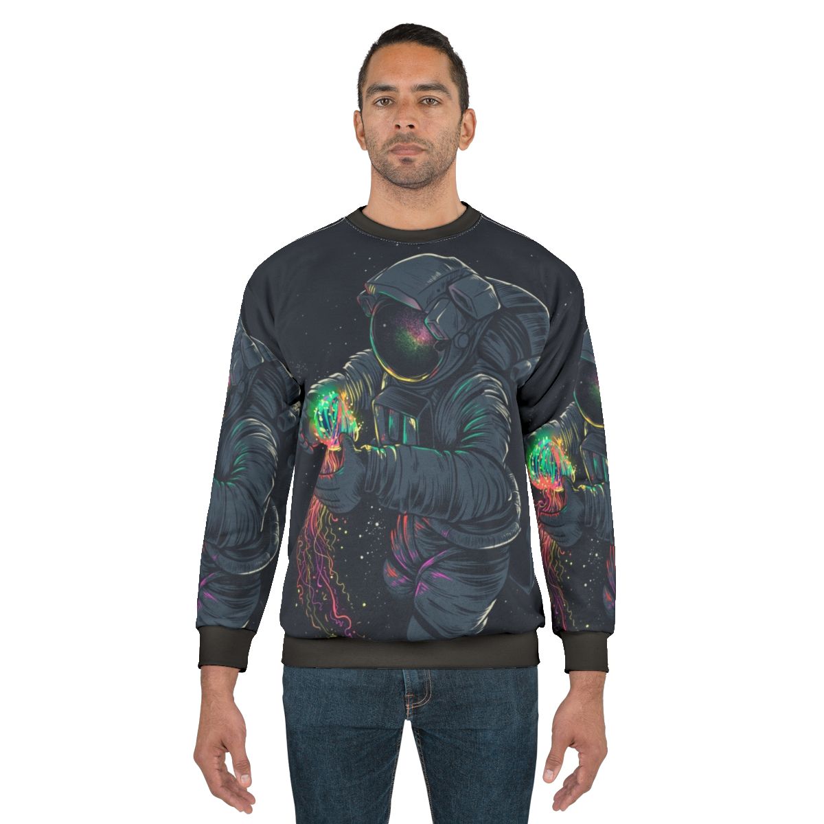 Cosmic Jellyspace Sweatshirt with Galaxy and Intergalactic Design