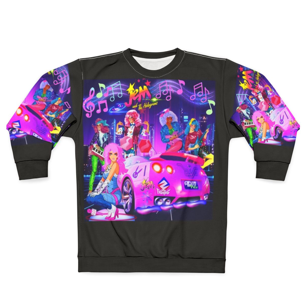 Jem and The Holograms music notes pink sweatshirt
