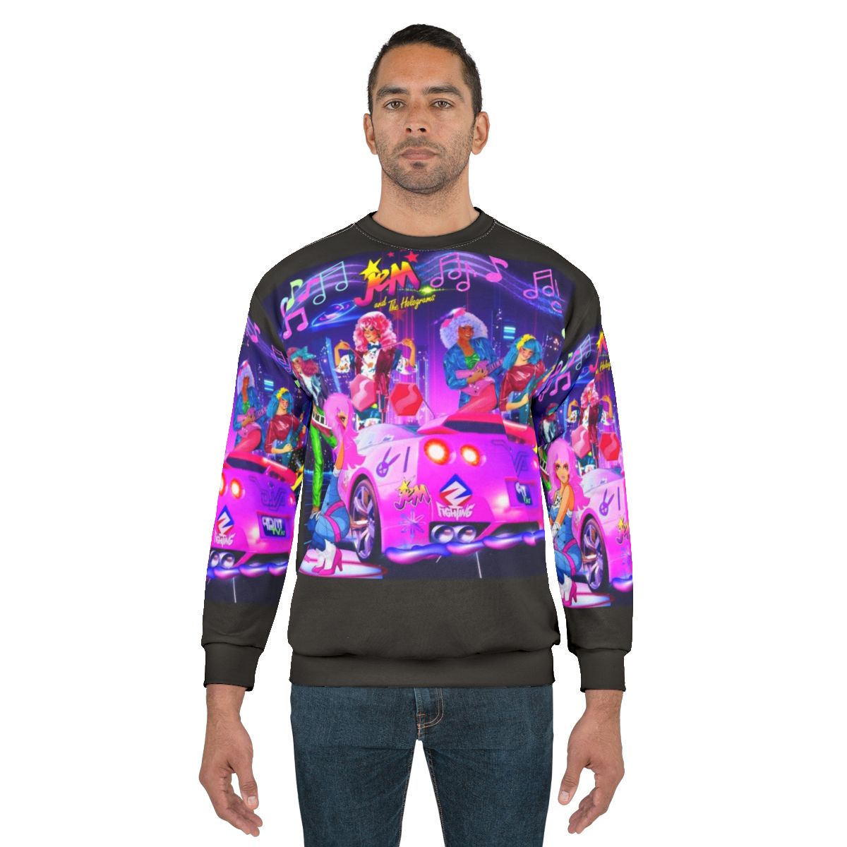 Jem and The Holograms music notes pink sweatshirt