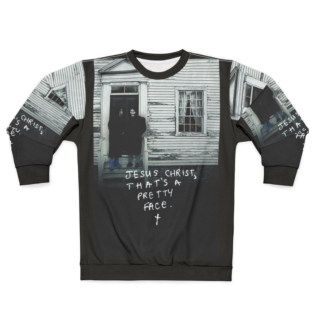 A new brand sweatshirt featuring a graphic design of Jesus Christ