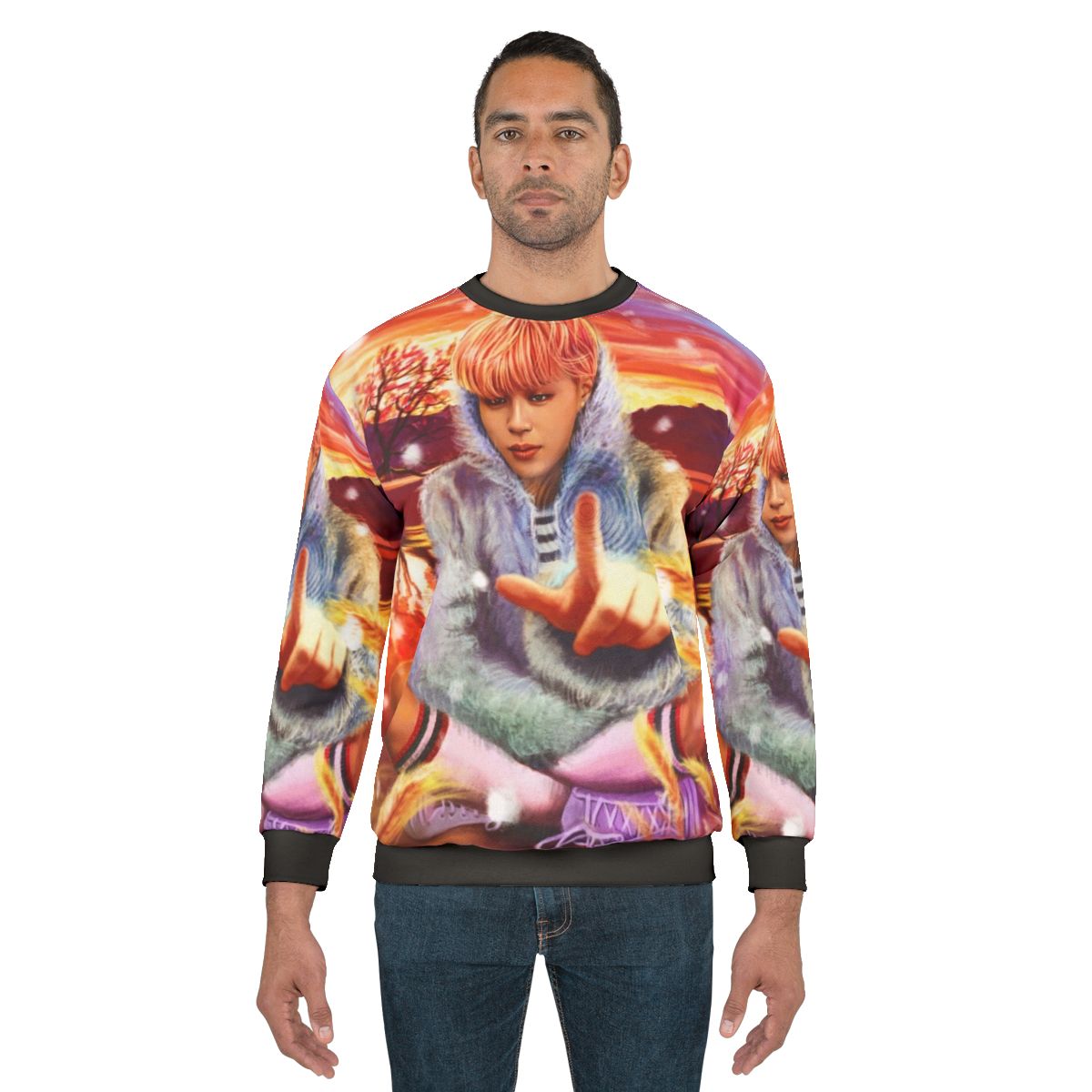 Jimin's Spring Day inspired sweatshirt featuring BTS fanart