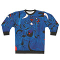 Joan Miro inspired sweatshirt with abstract primary color shapes