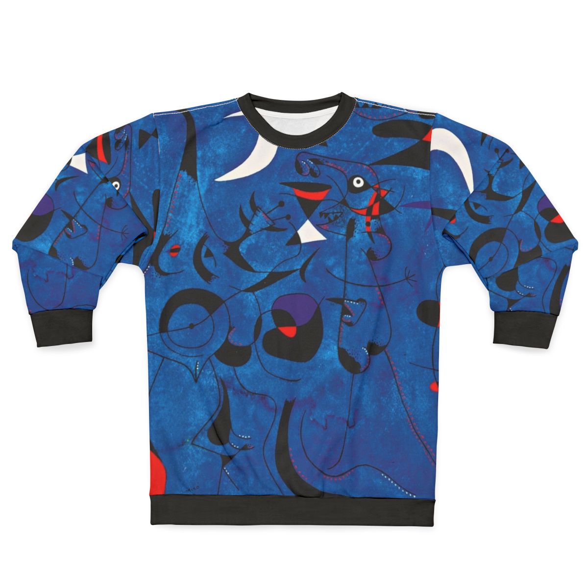 Joan Miro inspired sweatshirt with abstract primary color shapes