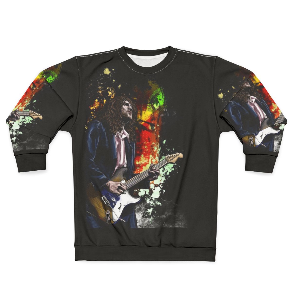 John Frusciante illustration on a red sweatshirt
