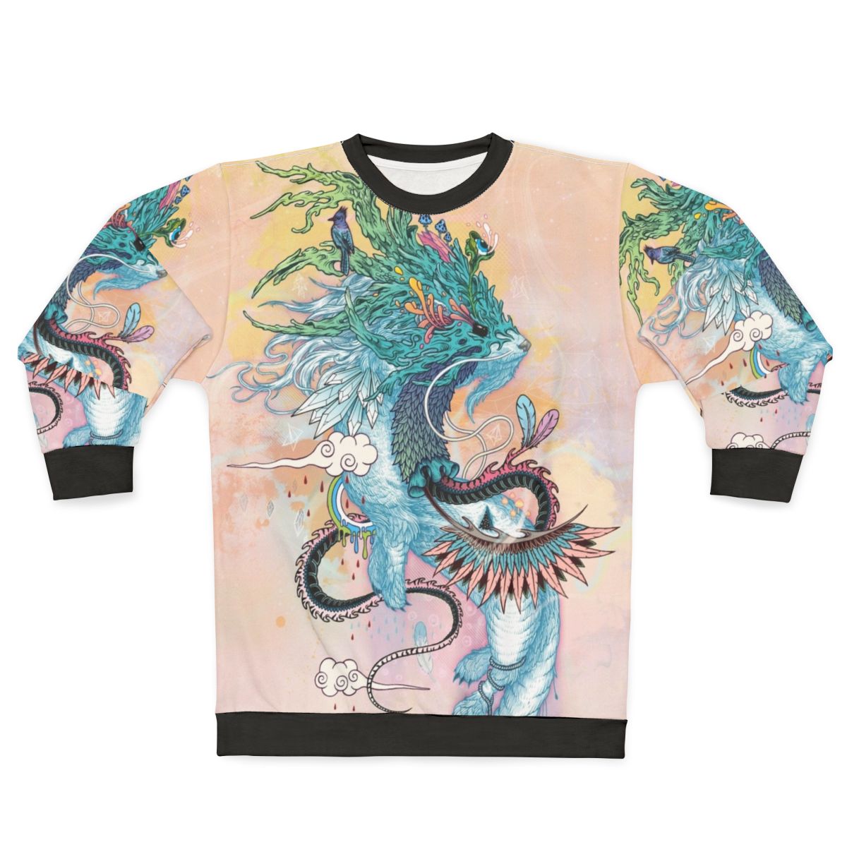 Journeying Spirit Ermine Sweatshirt with Psychedelic Nature Motif