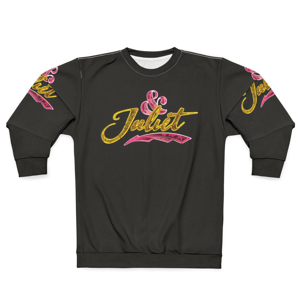 Juliet Logo Sweatshirt featuring the iconic characters from Shakespeare's Romeo and Juliet