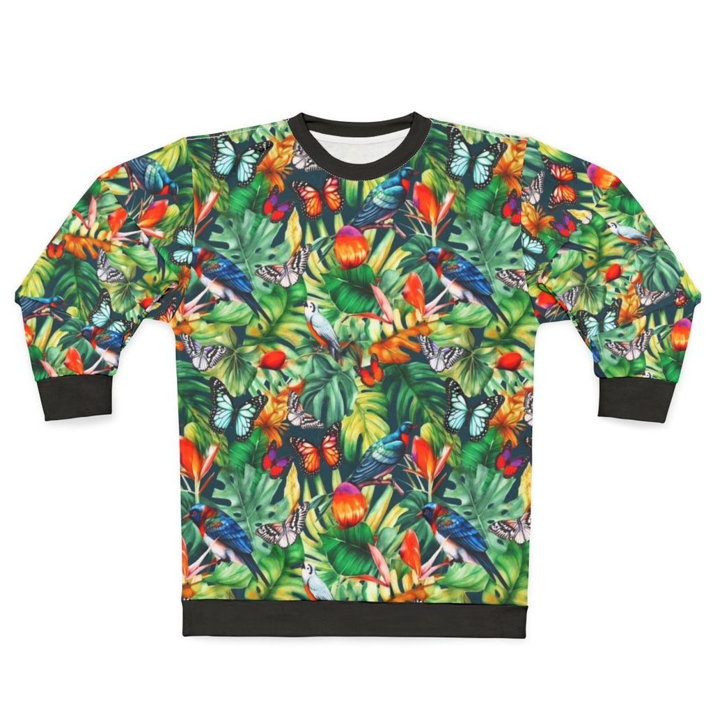Jungle watercolor sweatshirt with tropical botanical design