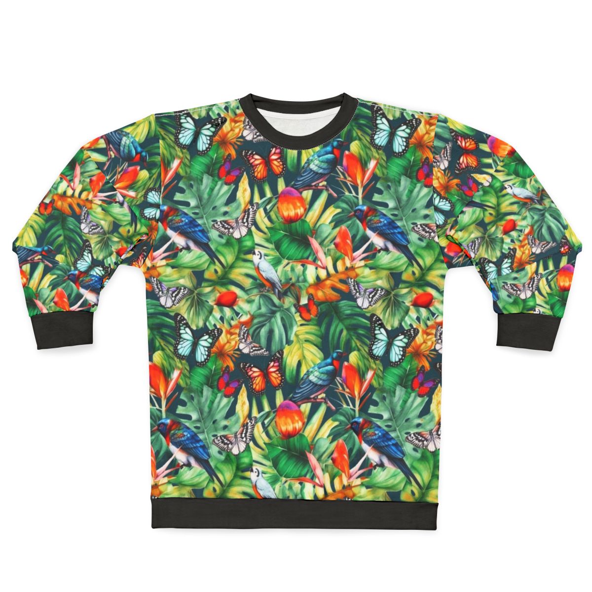Jungle watercolor sweatshirt with tropical botanical design