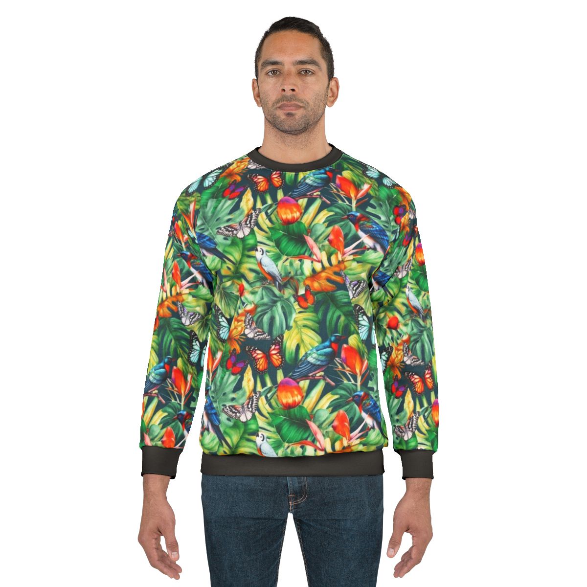 Jungle watercolor sweatshirt with tropical botanical design