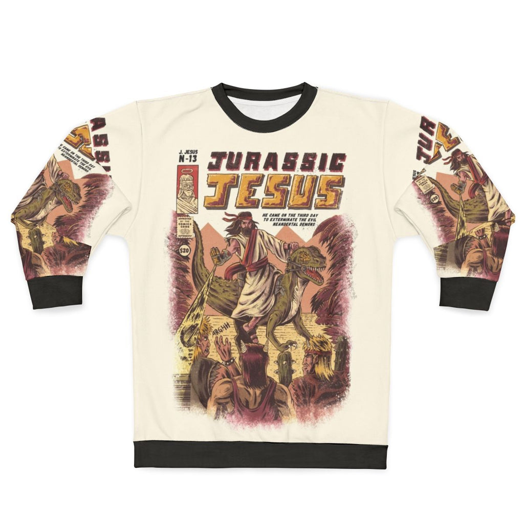 Vintage Jurassic Jesus Sweatshirt with Christian dinosaur design