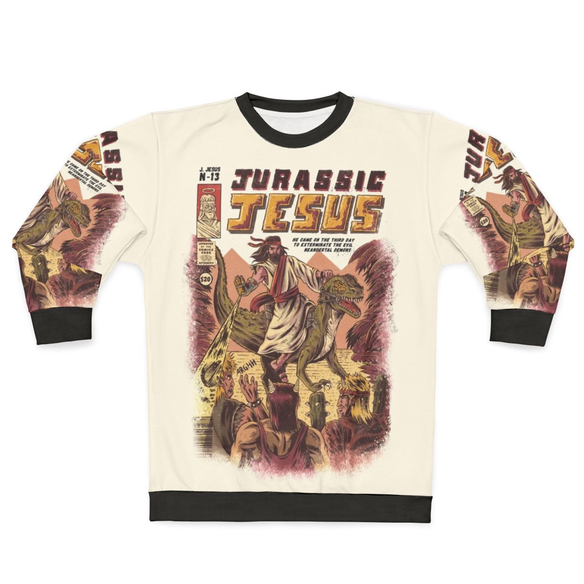 Vintage Jurassic Jesus Sweatshirt with Christian dinosaur design