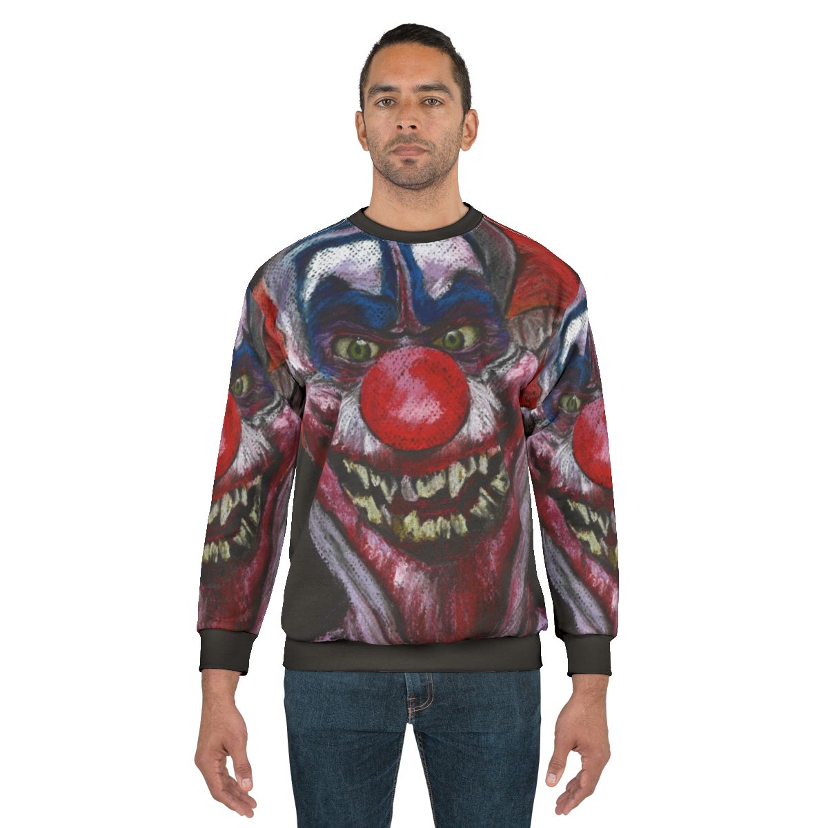 Killer Clown Horror Sweatshirt featuring Pastel Halloween Art