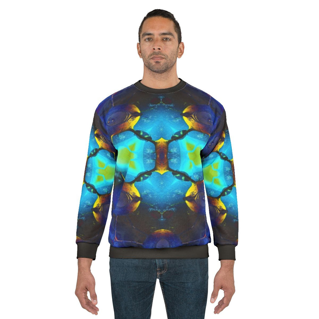 Kaleidoscope 1 abstract sweatshirt with vibrant, psychedelic design