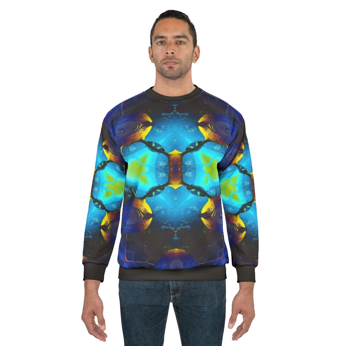Kaleidoscope 1 abstract sweatshirt with vibrant, psychedelic design