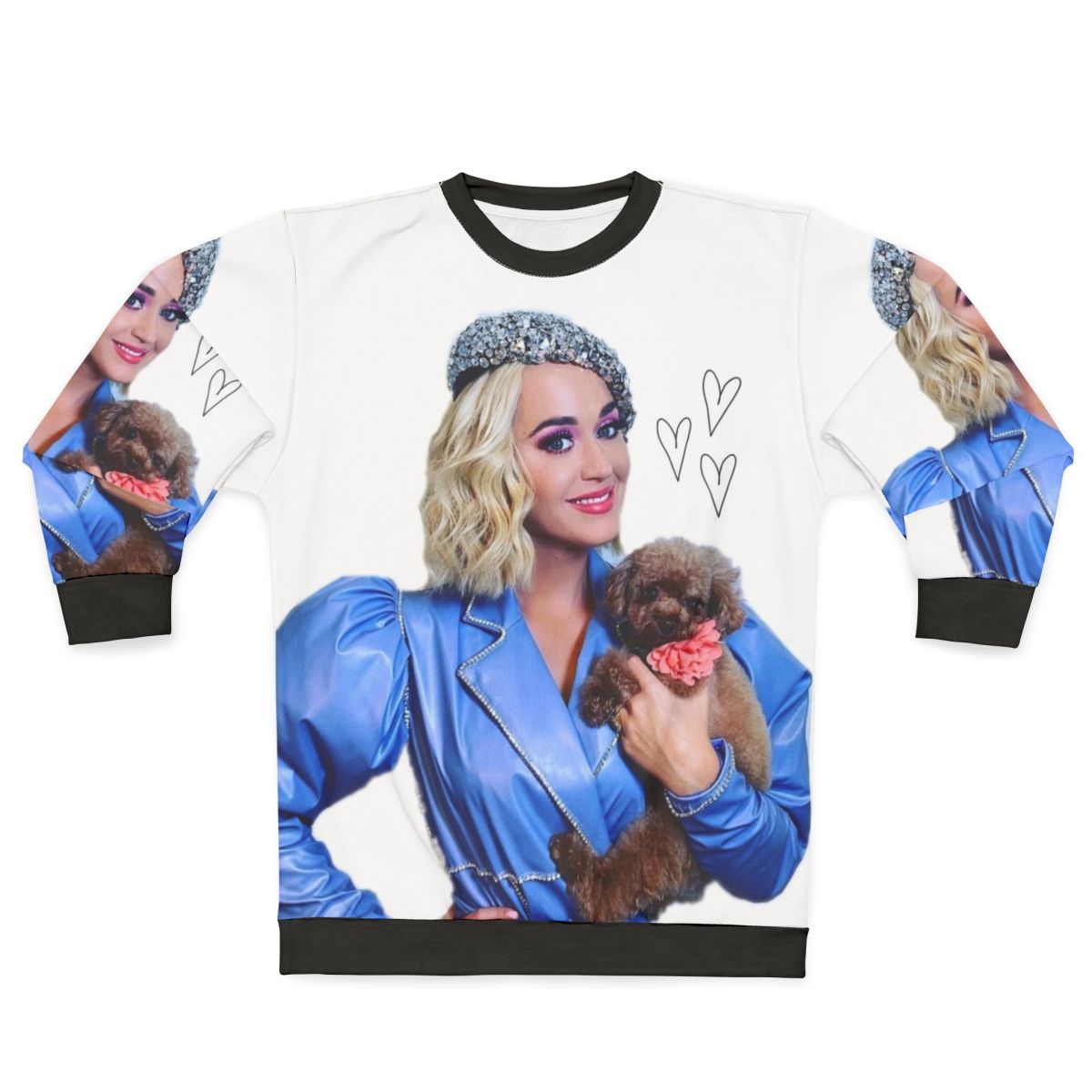 Katy Perry and her dog Nugget on a comfortable sweatshirt