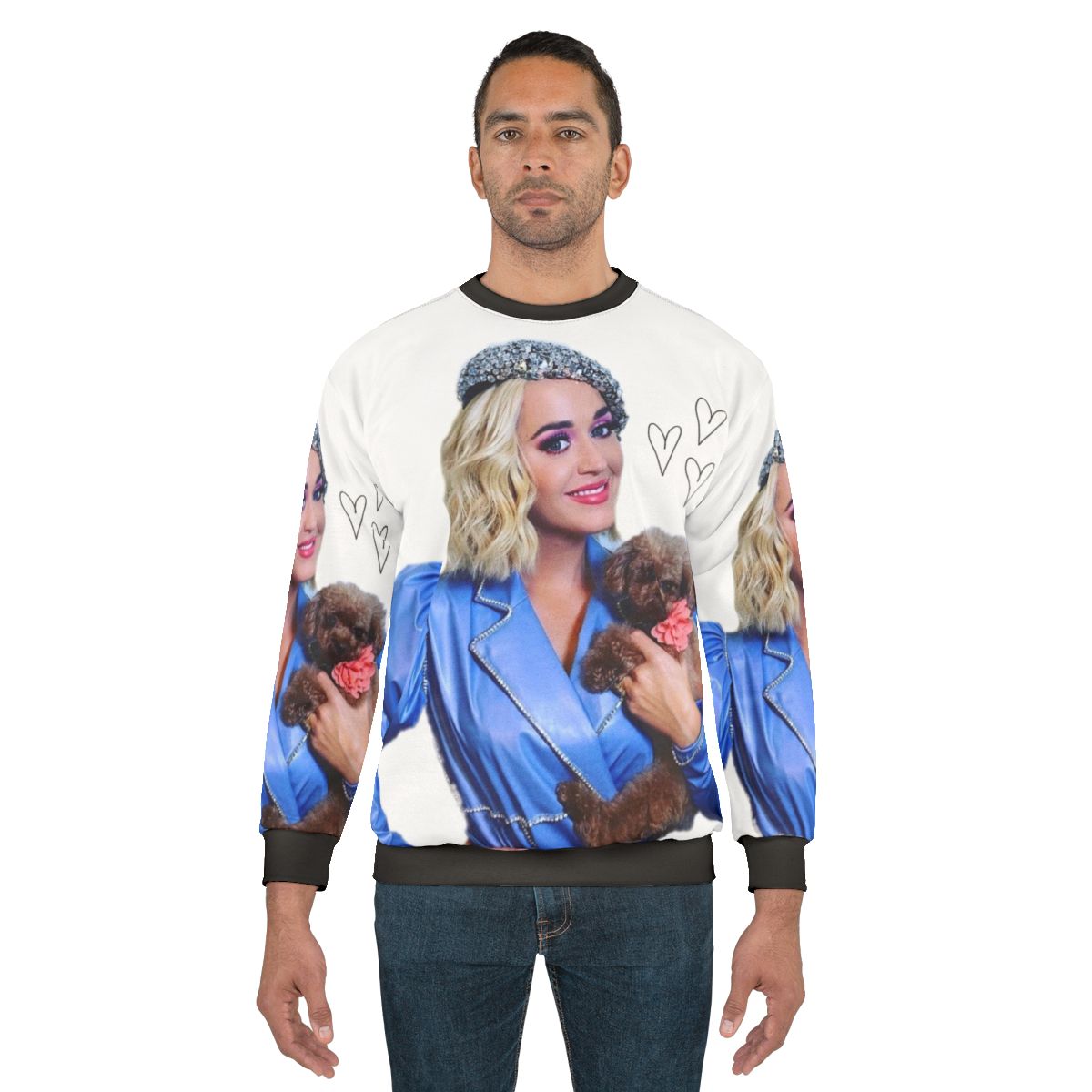 Katy Perry and her dog Nugget on a comfortable sweatshirt
