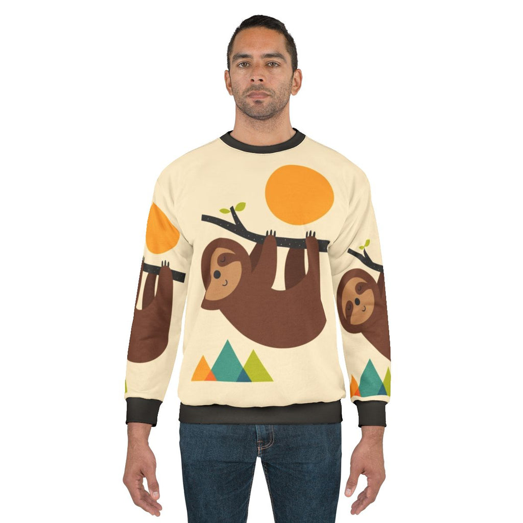 Sloth Sweatshirt with Mountain Landscape Design