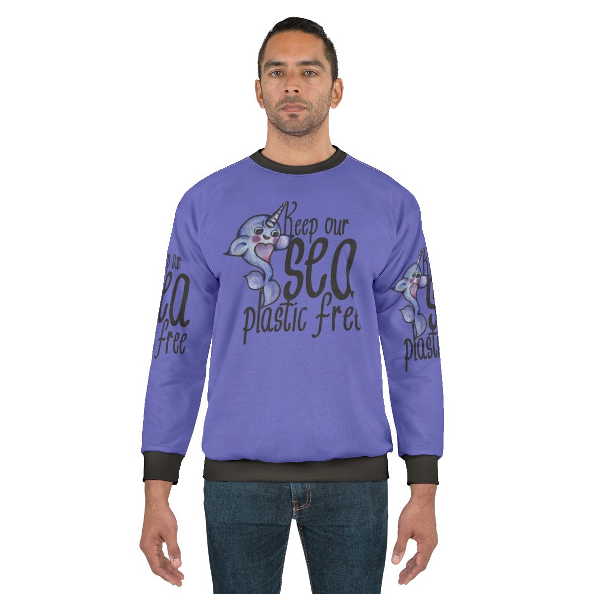 "Keep Our Sea Plastic Free" Narwhal Eco-Friendly Sweatshirt